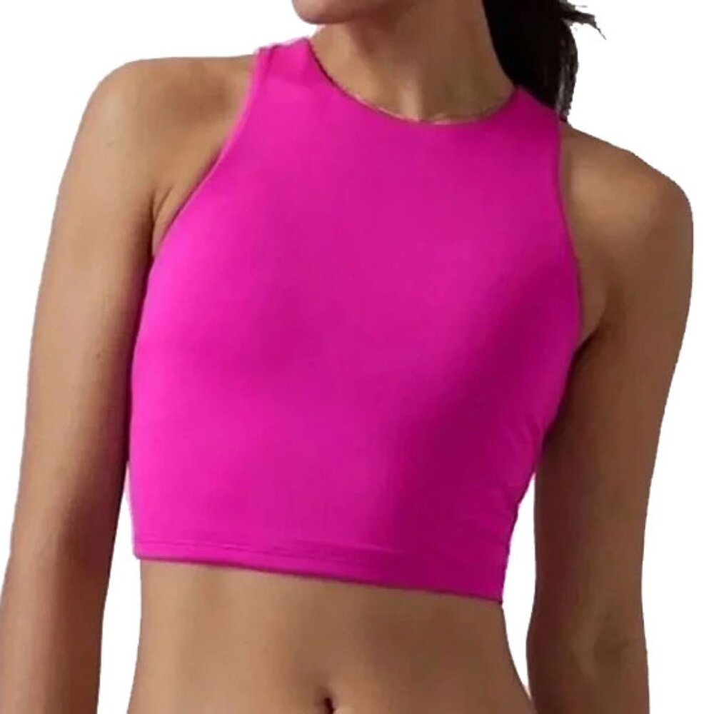Athleta Concious Crop Bra Top XL Pink Longline No Pads